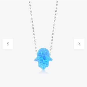 Opal Hamsa Hand Necklace in 14k White Solid Gold